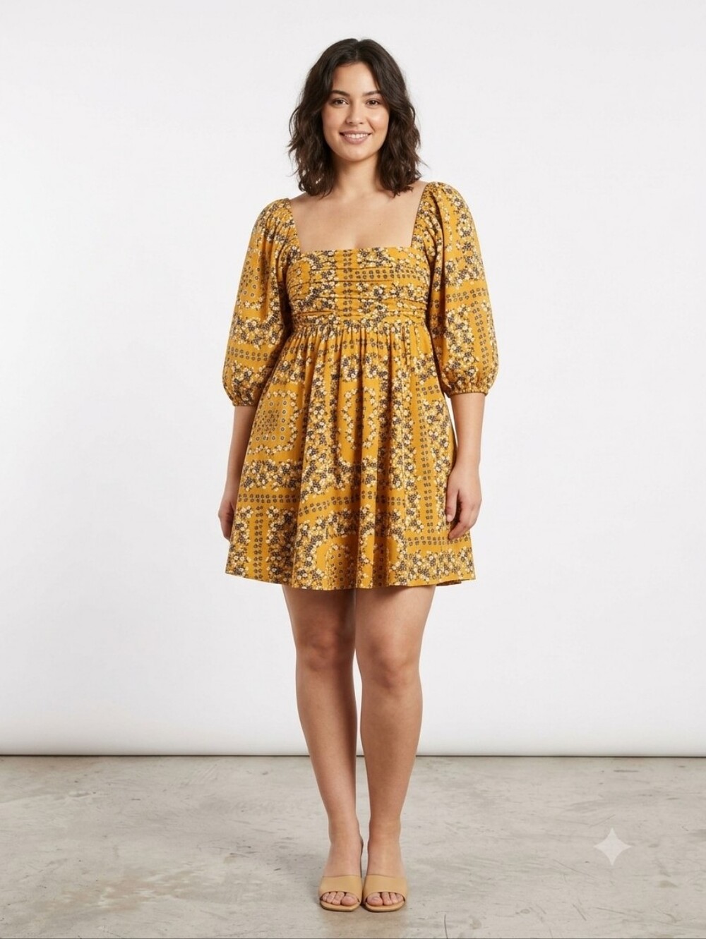 Abercrombie & Fitch Emerson Babydoll Mini Dress Floral XS Tall Cottage Milkmaid